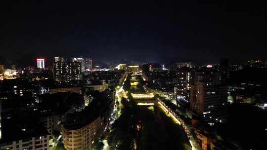 广东云浮夜景云浮南山河夜景航拍