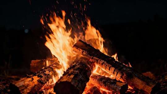 篝火燃烧温暖治愈圣诞跨年氛围视频