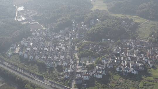 浙江衢州江山清漾文化村景区航拍日景