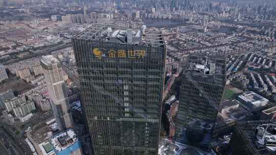 南京建邺金鹰世界大楼商厦航拍视频素材模板下载
