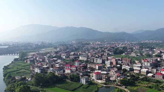 乡村航拍小镇风光农村房屋乡村房子美丽乡村