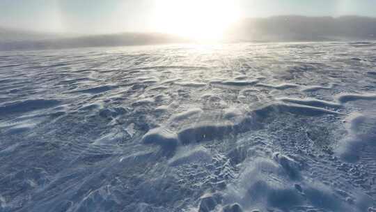 冬天呼伦贝尔自然风光雪景寒风暖阳