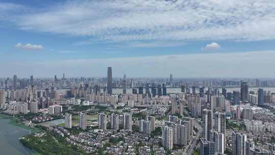 武汉武昌区大景洪山广场楚河汉街沙湖航拍