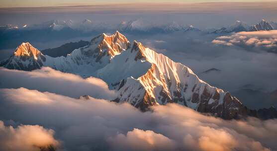 雪山云雾阳光山峰云海日出自然生态环境风景