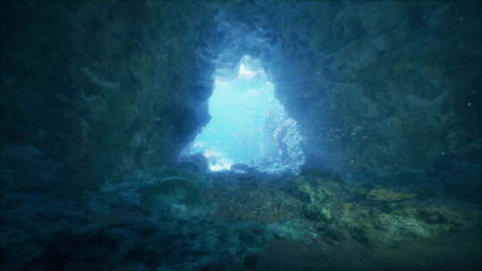 一个发出蓝光的洞穴视频素材模板下载