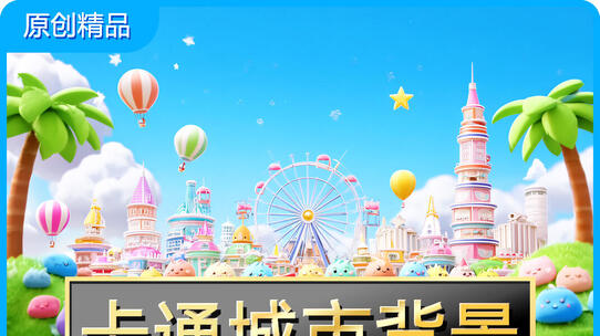 卡通城市背景动漫可爱儿童六一