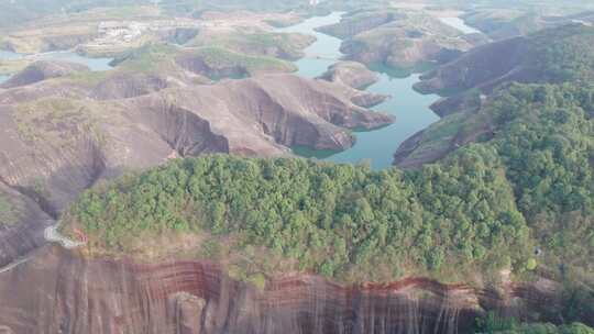 中国航拍湖南郴州高椅岭丹霞地貌