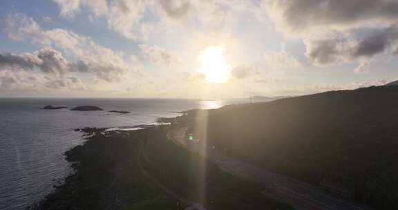 平潭海岛清晨日出航拍