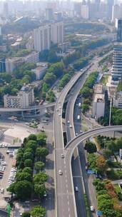 城市高架桥交通道路竖屏航拍