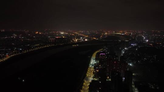 泉州江滨两岸市区夜景航拍晋江大景航拍夜景