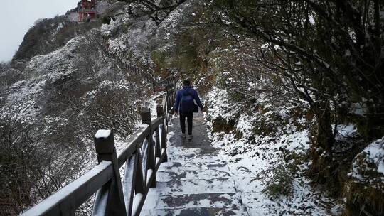 实拍冬天雪景雾凇