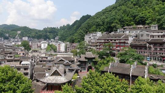 航拍湖南湘西凤凰古城著名旅游景点