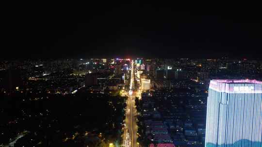 河北保定城市夜景灯光航拍