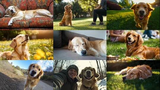 慵懒午后金毛寻回犬小狗狗的甜蜜梦境高清在线视频素材下载