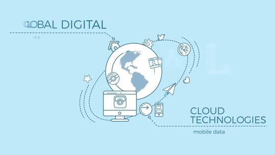 整洁明亮全球数字世界线条展示AE模板