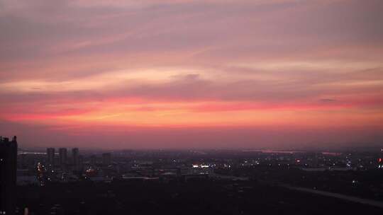 城市夕阳落日霞光