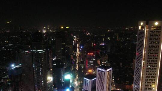 航拍江苏南京城市夜景