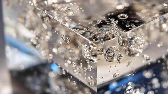 水中气泡微距特写画面