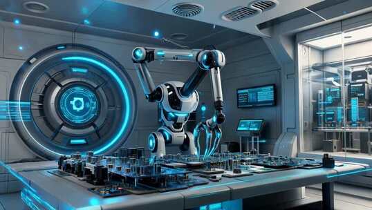 科技实验室机器人操作场景