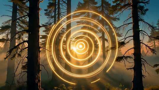 森林中金色光圈光影特效