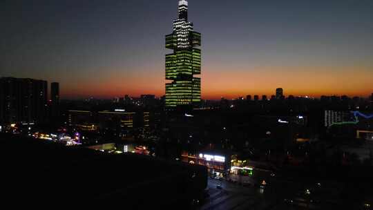 航拍贵阳地标建筑观山一号晚霞夕阳