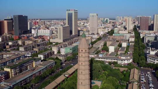 航拍宁夏银川市西塔