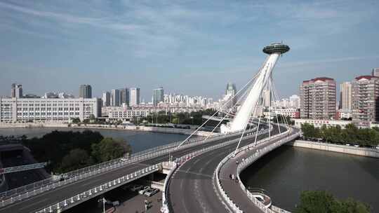 天津海河风景津湾赤峰桥城市风光航拍