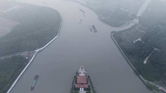 航拍中国上海黄浦江全景