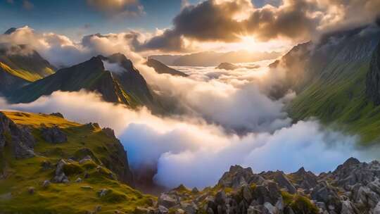 山间云海日出全景