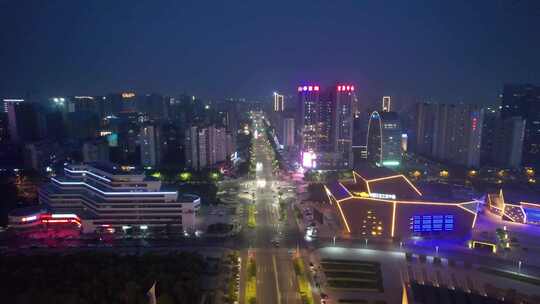 河南新乡市夜景航拍