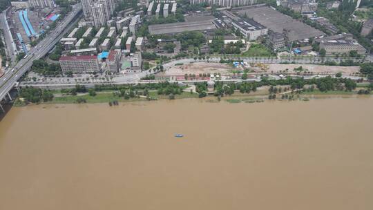 航拍湖南株洲城市建设湘江风光