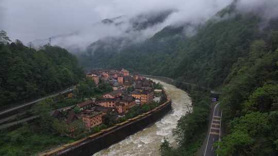 云南怒江州贡山县独龙江孔当村乡村风光航拍