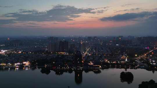 航拍四川眉山建设眉山夜景