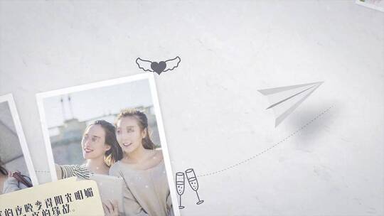 纸飞机在记忆照片上飞行写真相册AE模板AE视频素材教程下载