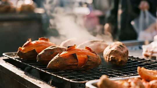 感恩节烤红薯温暖治愈美食视频