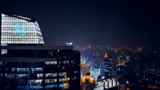 上海恒隆广场夜景航拍