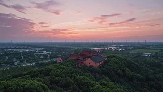 延时航拍小昆山园山顶九峰寺