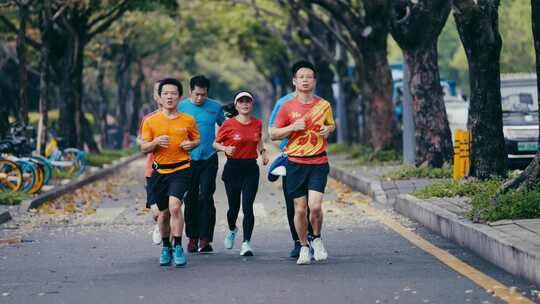 跑步慢动作勇往直前励志奋斗团队精神运动