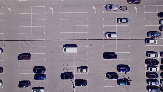 航拍停车场上的停车位视频素材模板下载