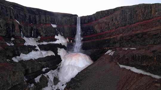 冰岛， Hengifoss，瀑布，水