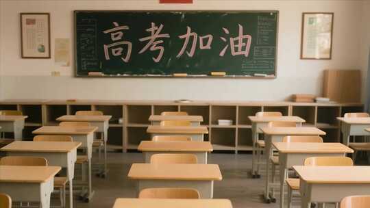 教室高考加油标语与课桌椅