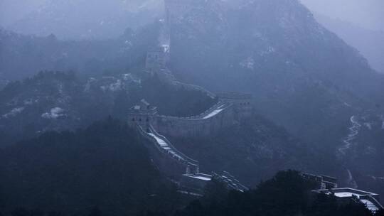 河北承德金山岭万里长城雪景