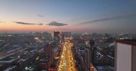 长春南关区夜景航拍空镜