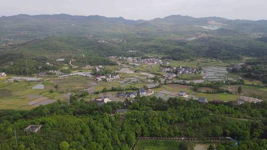 航拍乡村田园农业种植农田