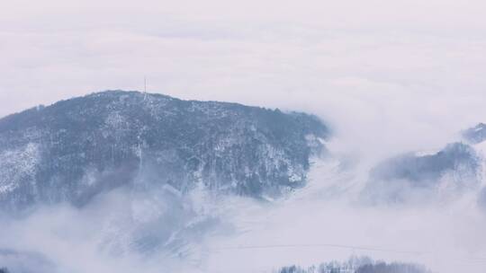 4k航拍恩施雪山雾凇风光