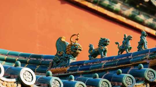 古建筑屋顶脊兽特写