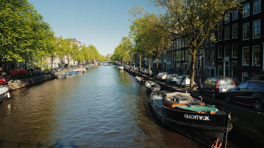 优美的阿姆斯特丹运河视频素材模板下载