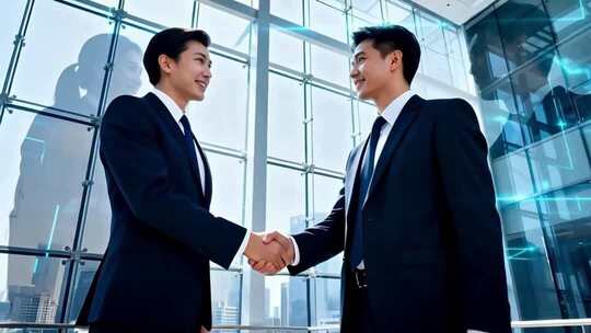 商务人士办公室握手合作