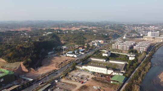 航拍湖北宜昌西陵区乡村建设