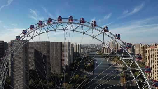 天津之眼摩天轮海河城市建筑风光